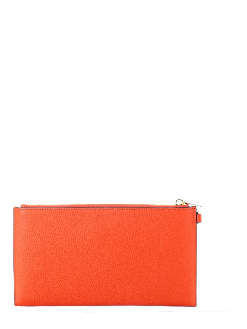 Orange Leather Clutch Bag