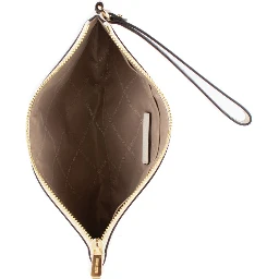 Beige Leather Clutch Bag