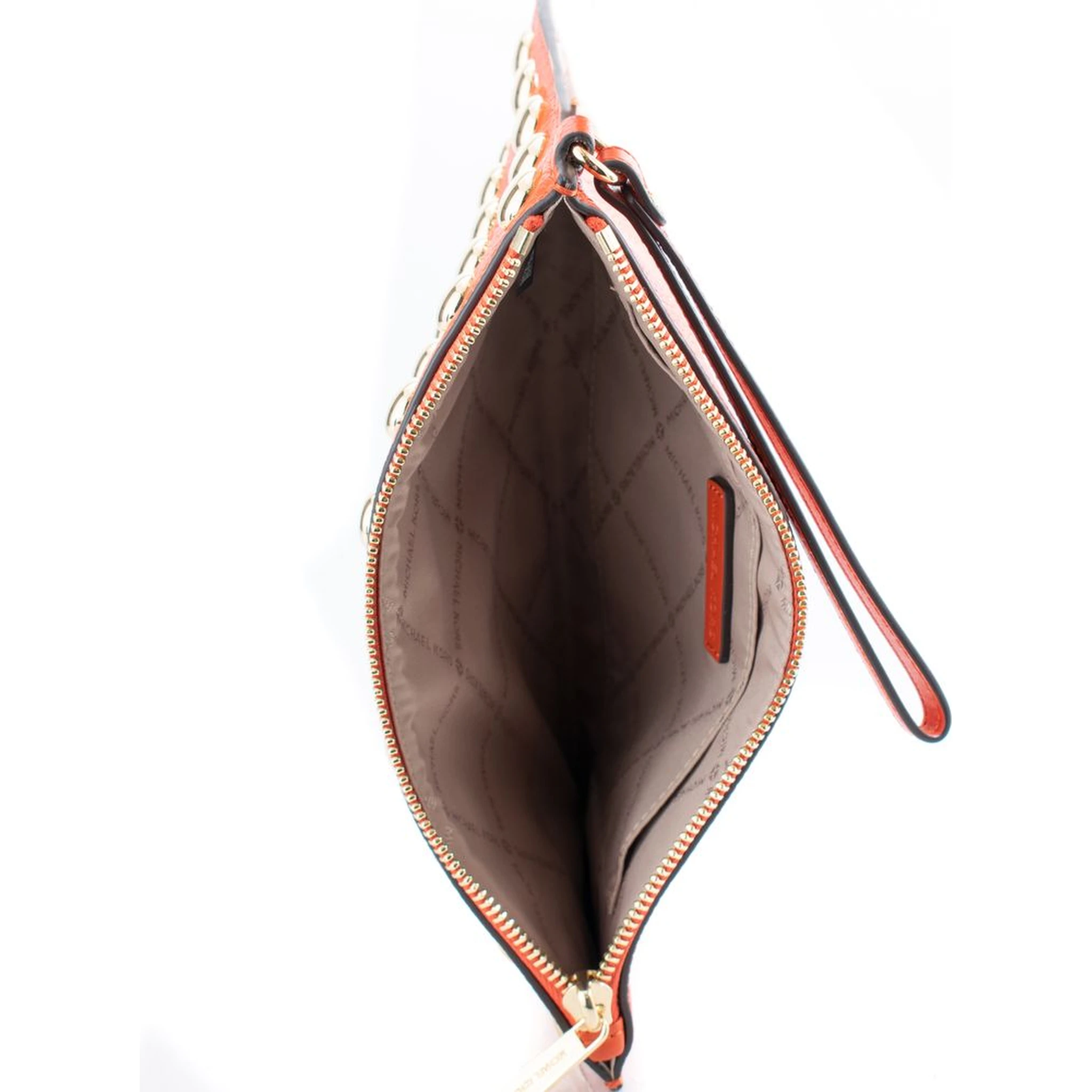 Orange Leather Clutch Bag