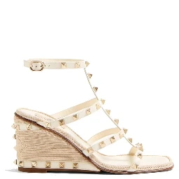 Bicolor Calfskin Wedge Sandals
