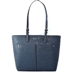 Blue Artificial Leather Tote Bag