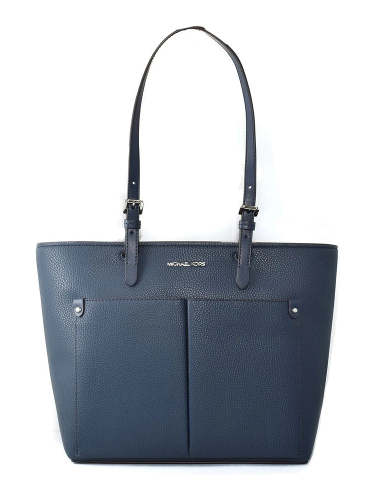 Blue Artificial Leather Tote Bag