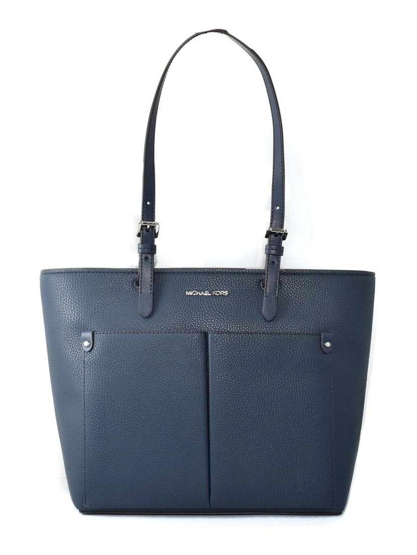 Blue Artificial Leather Tote Bag