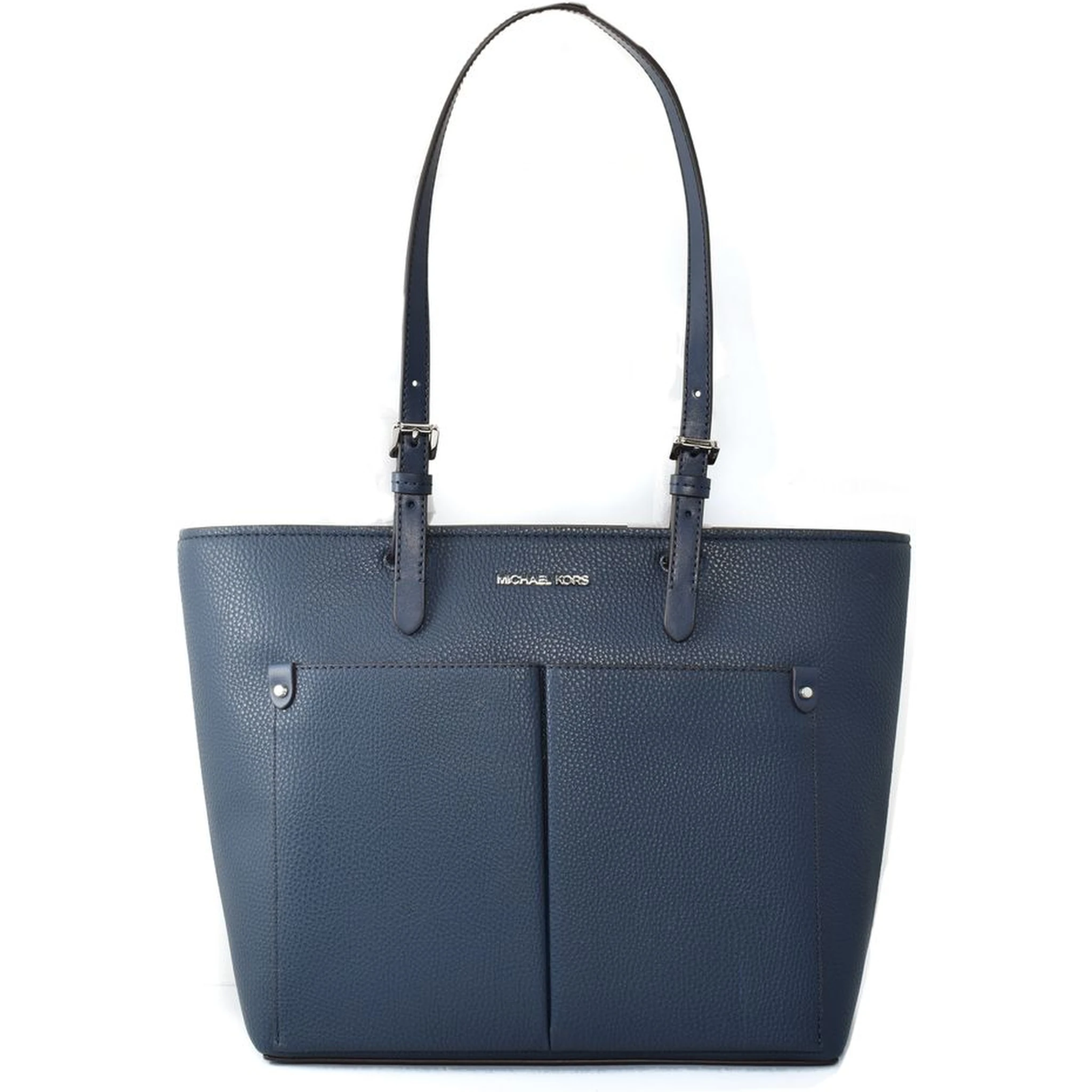 Blue Artificial Leather Tote Bag
