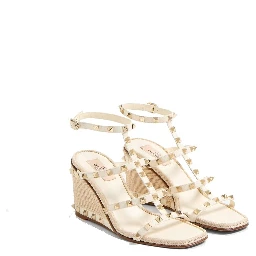 Bicolor Calfskin Wedge Sandals