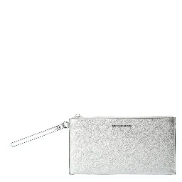 Gray Leather Clutch Bag