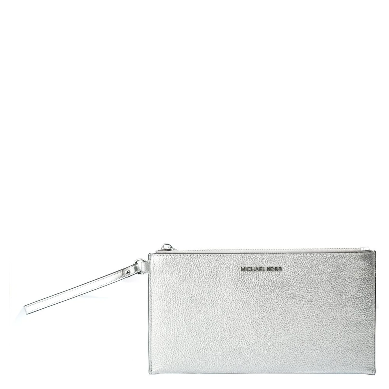Gray Leather Clutch Bag