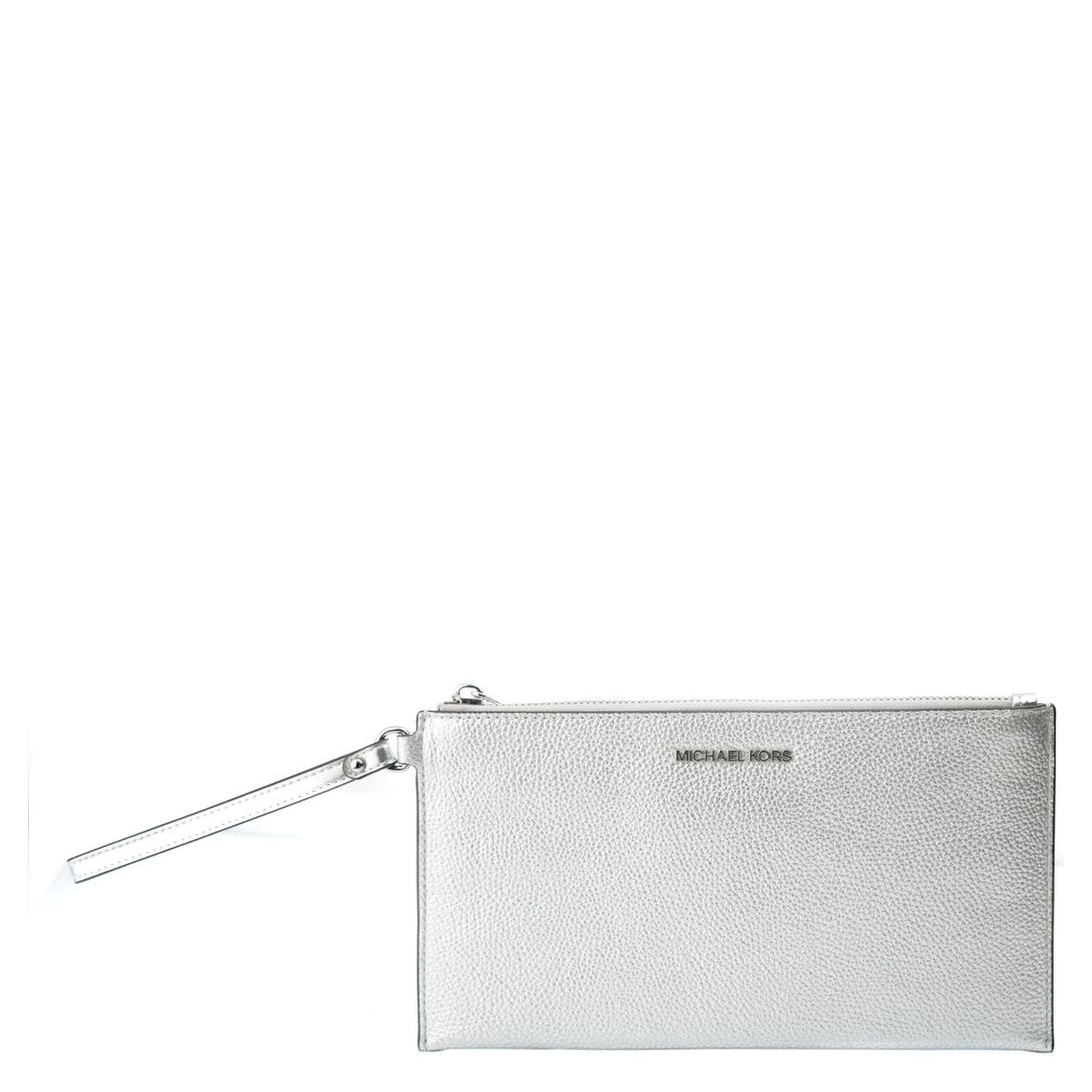 Gray Leather Clutch Bag