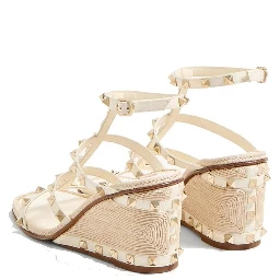 Bicolor Calfskin Wedge Sandals