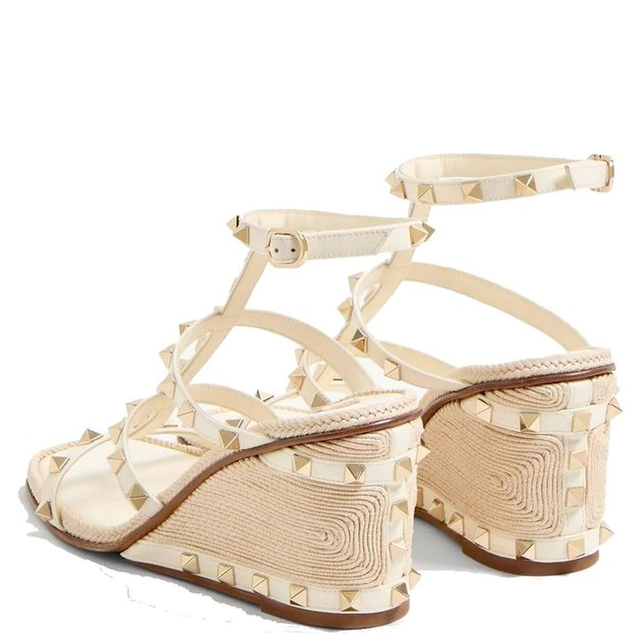 Bicolor Calfskin Wedge Sandals