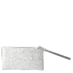 Gray Leather Clutch Bag