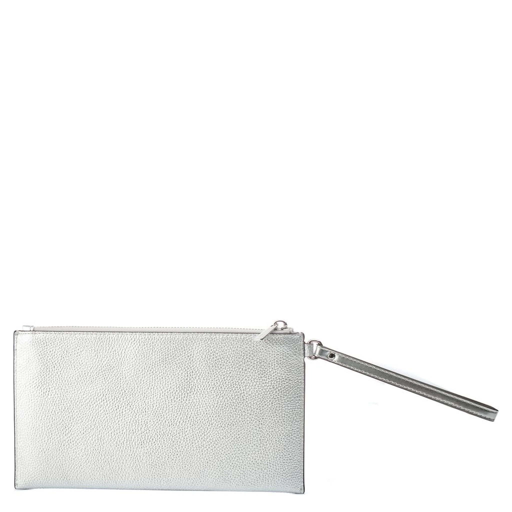 Gray Leather Clutch Bag