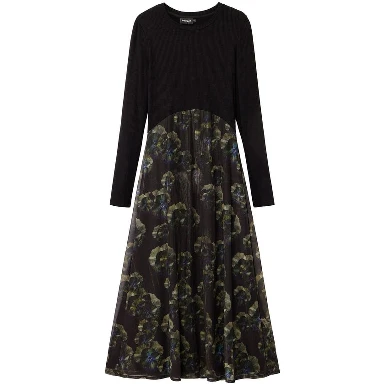 Black Polyester Casual Dress