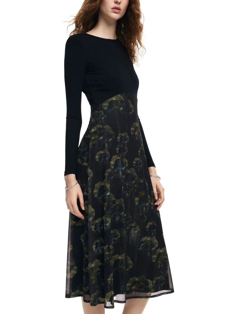 Black Polyester Casual Dress
