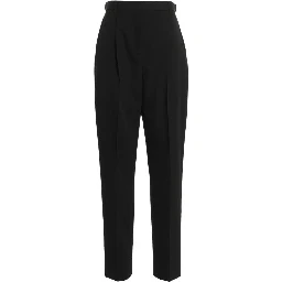 Black Polyester Casual Pants