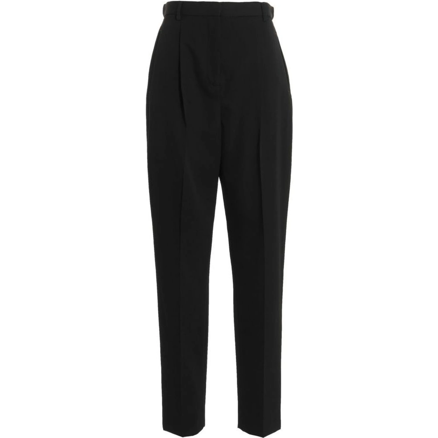 Black Polyester Casual Pants