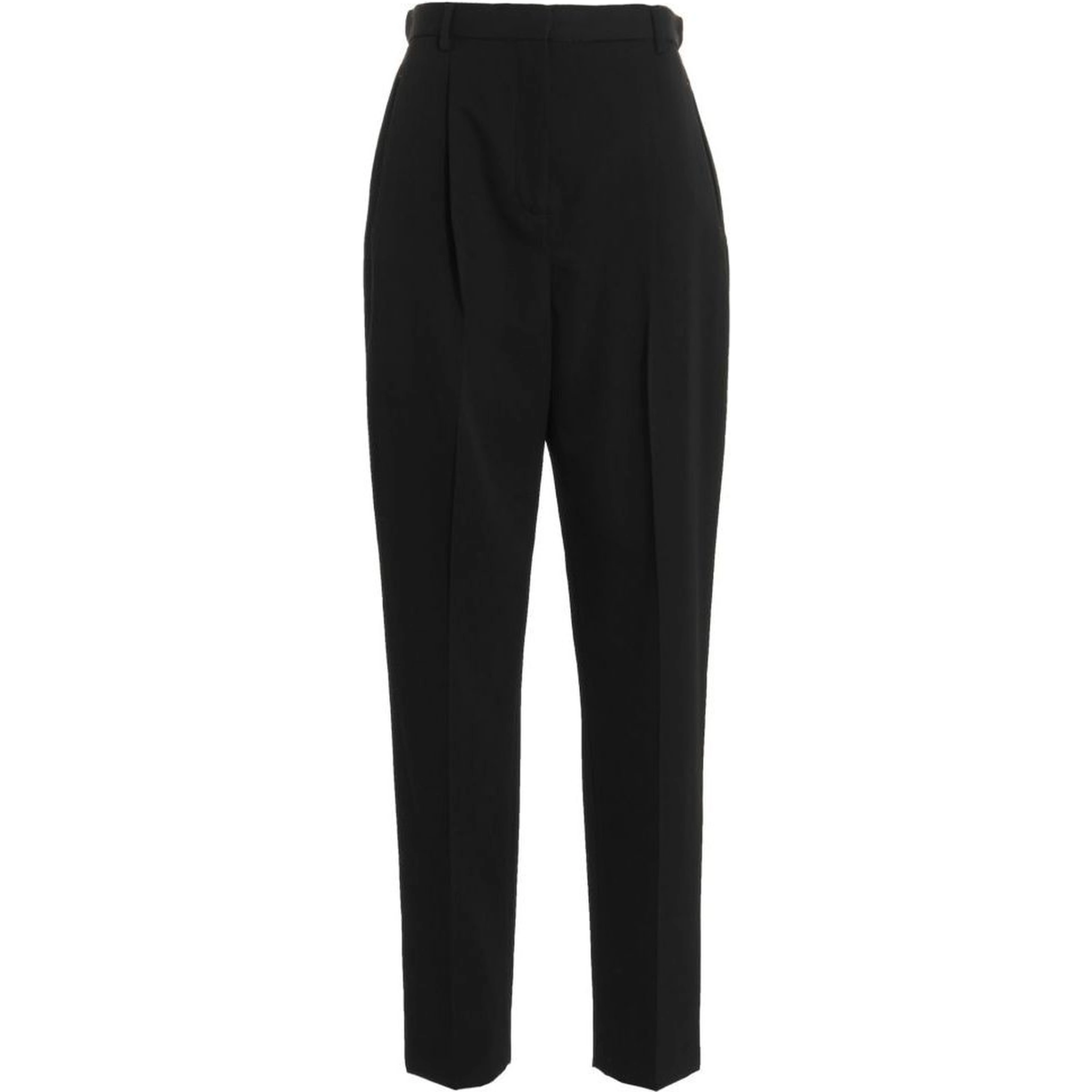 Black Polyester Casual Pants