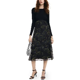 Black Polyester Casual Dress