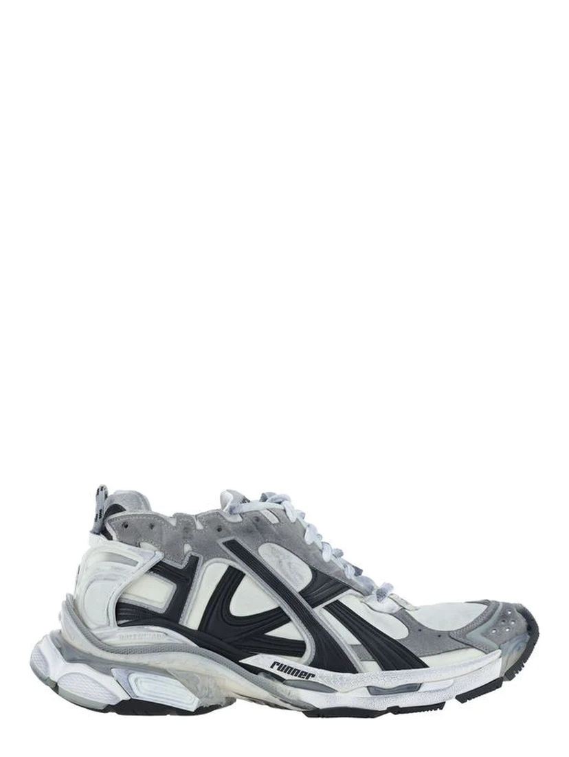 Gray Polyurethane Athletic Sneakers