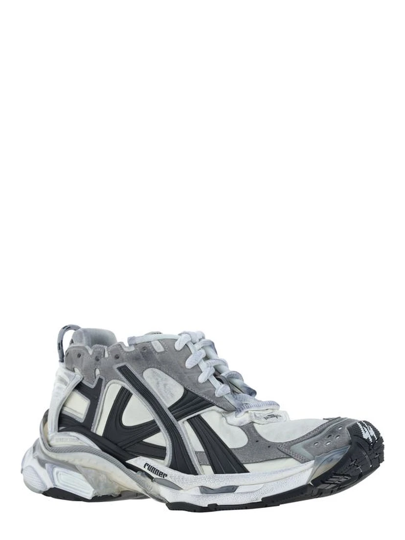 Gray Polyurethane Athletic Sneakers