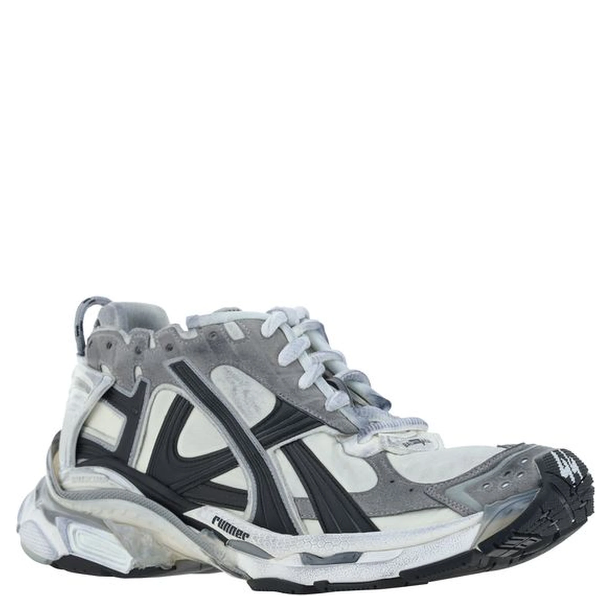 Gray Polyurethane Athletic Sneakers