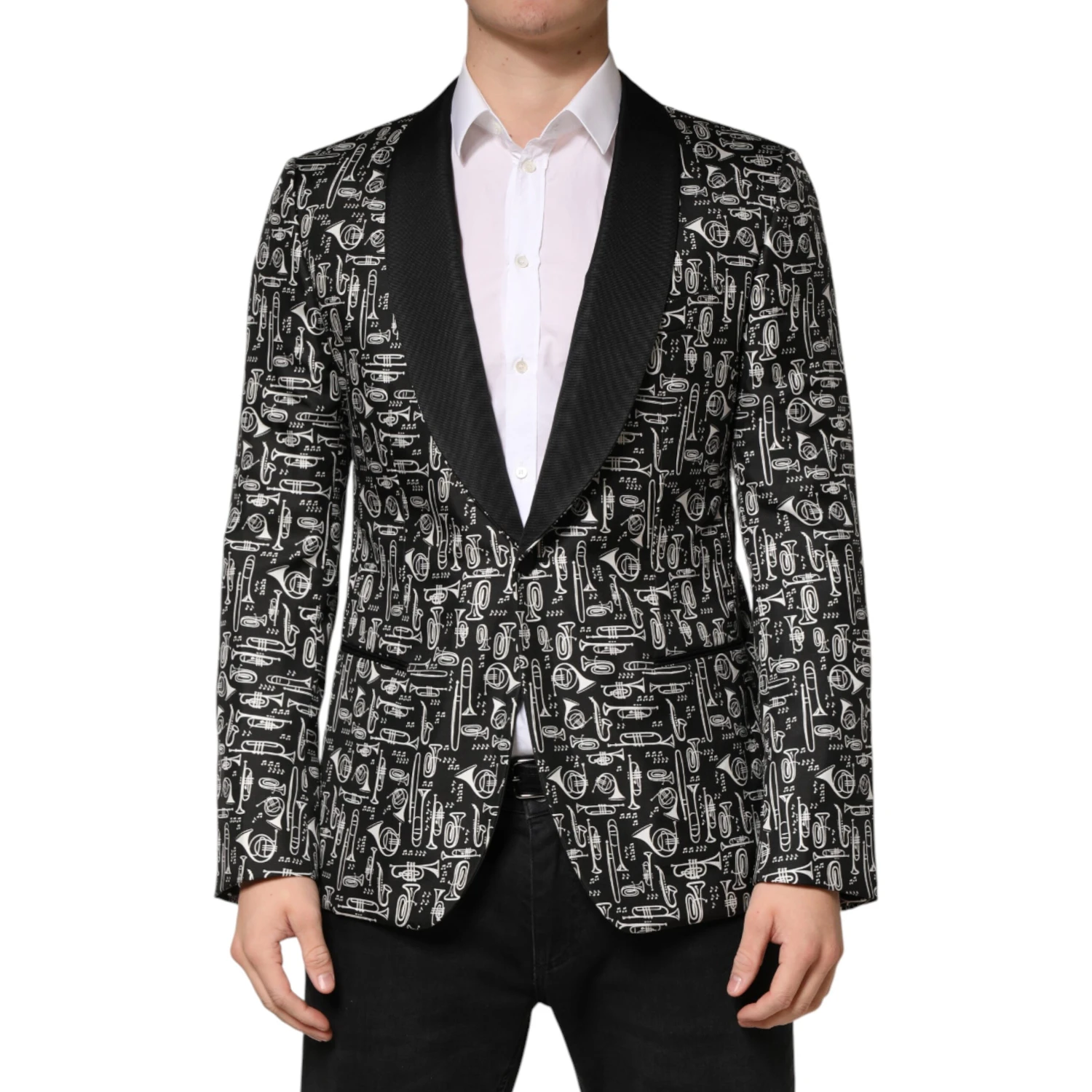Black Jazz Club Silk Single Breasted Blazer