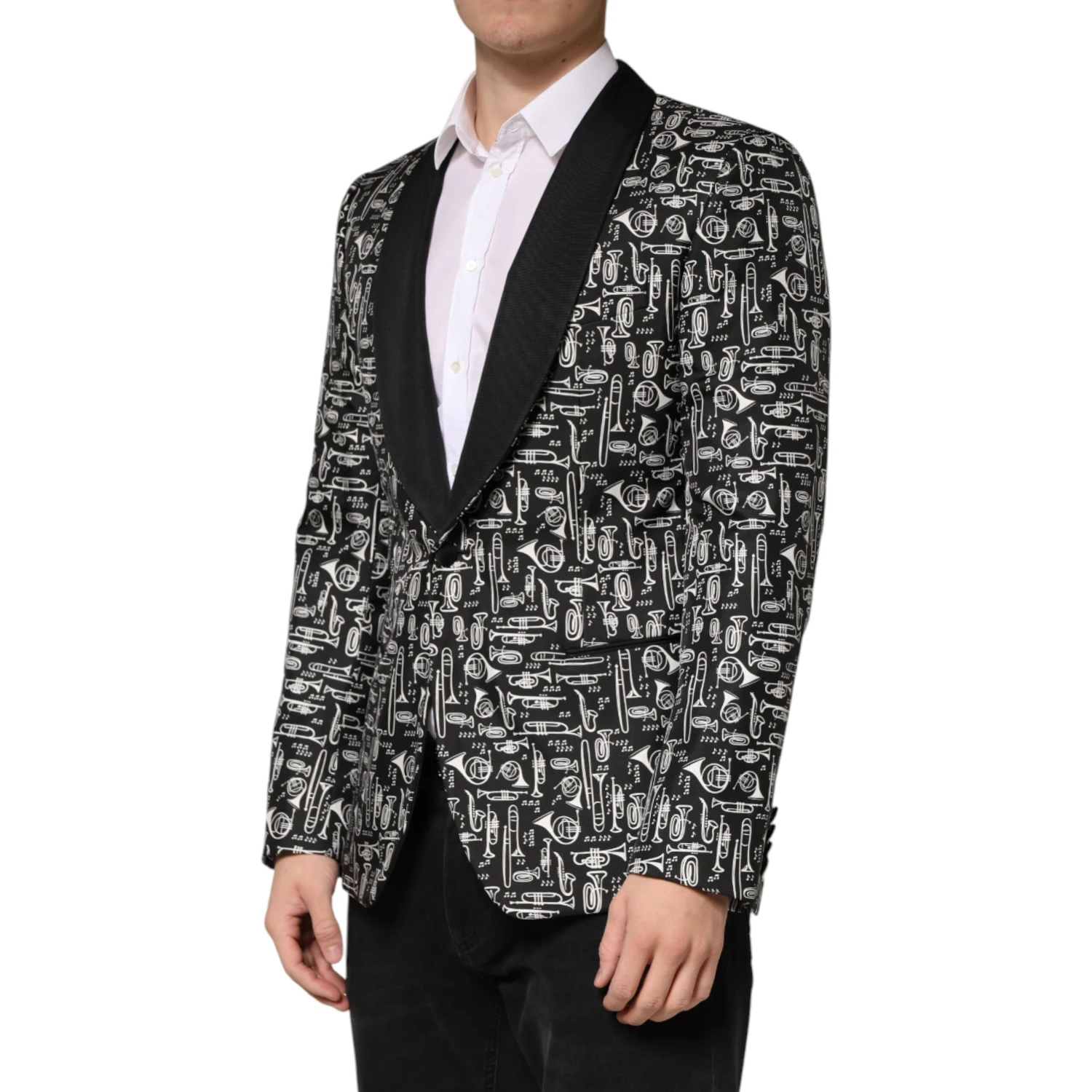 Black Jazz Club Silk Single Breasted Blazer