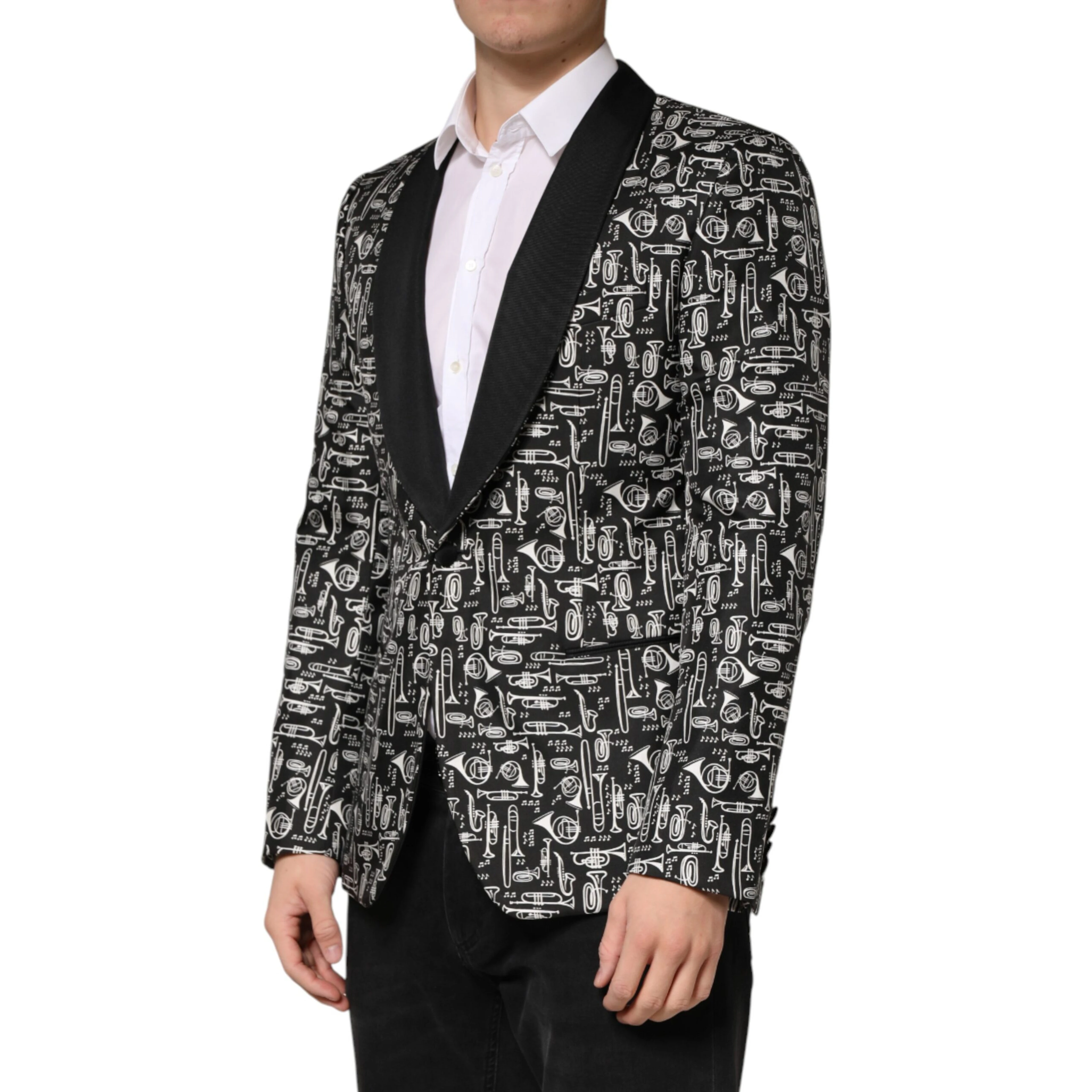 Black Jazz Club Silk Single Breasted Blazer