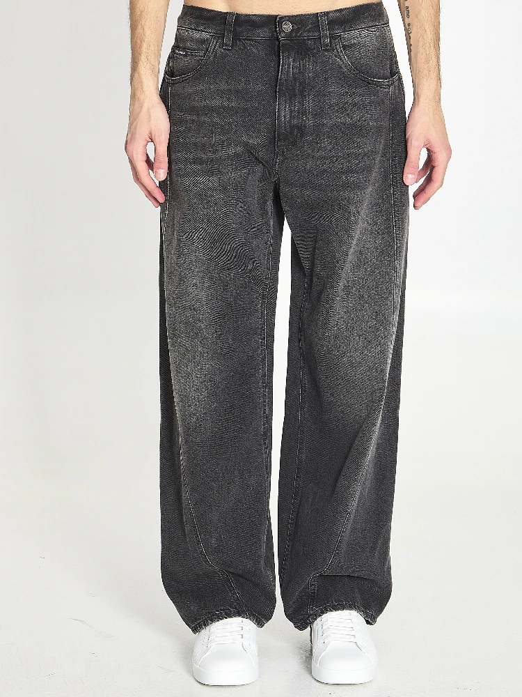 Faded denim jeans