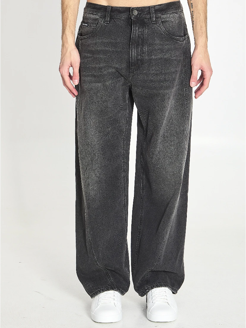 Faded denim jeans
