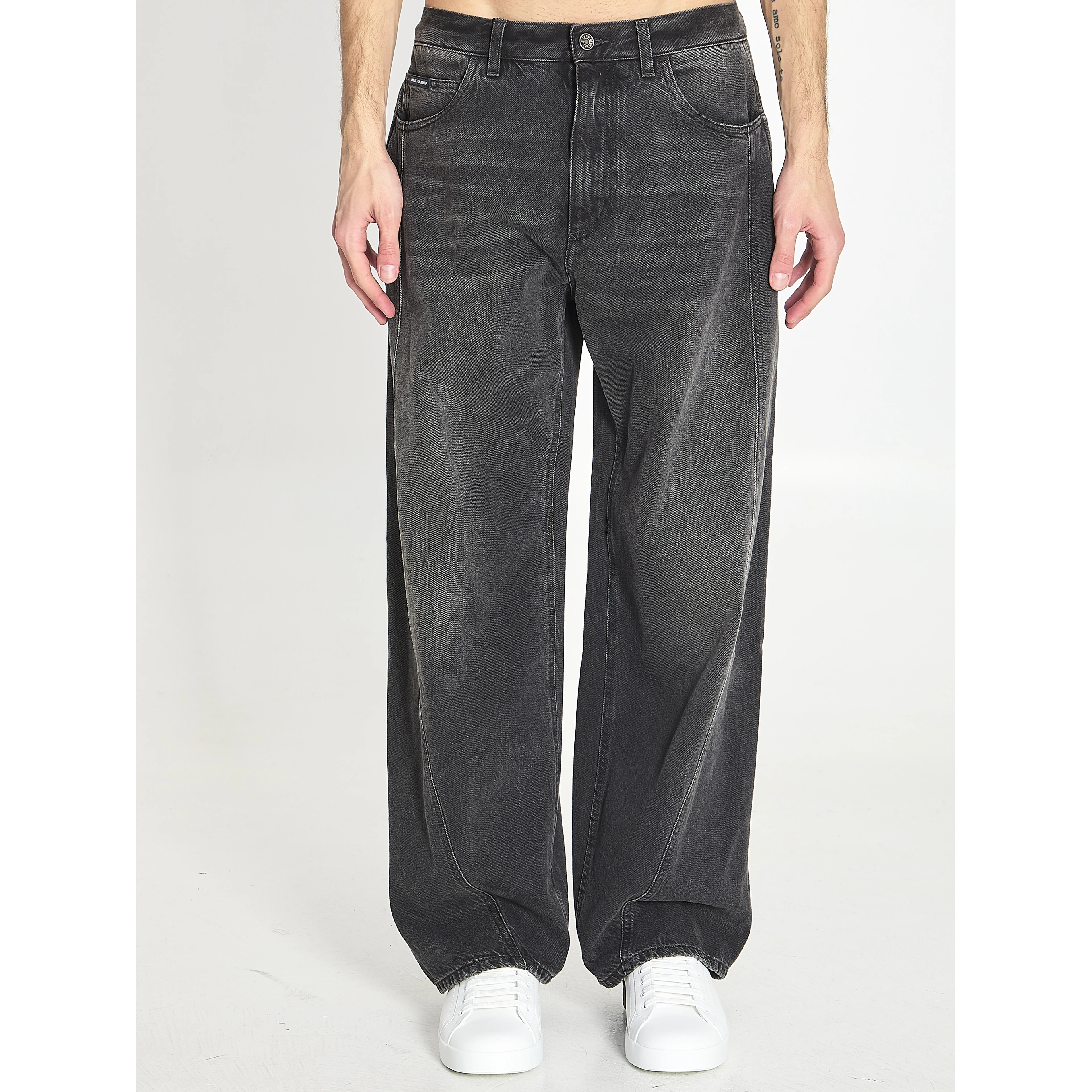 Faded denim jeans