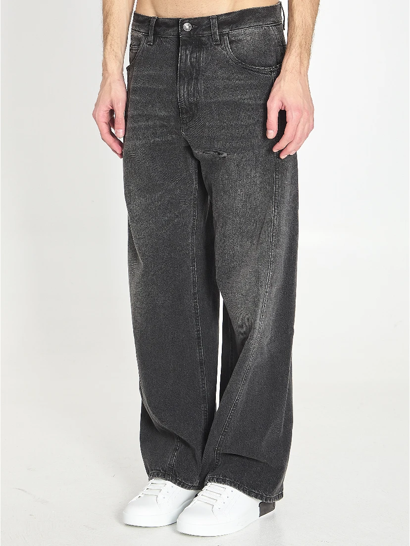 Faded denim jeans
