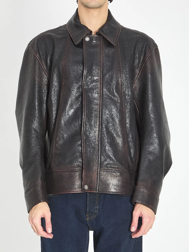 Nappa leather bomber jacket