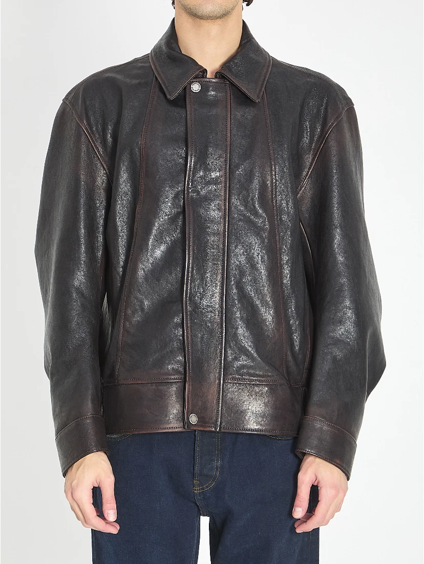 Nappa leather bomber jacket