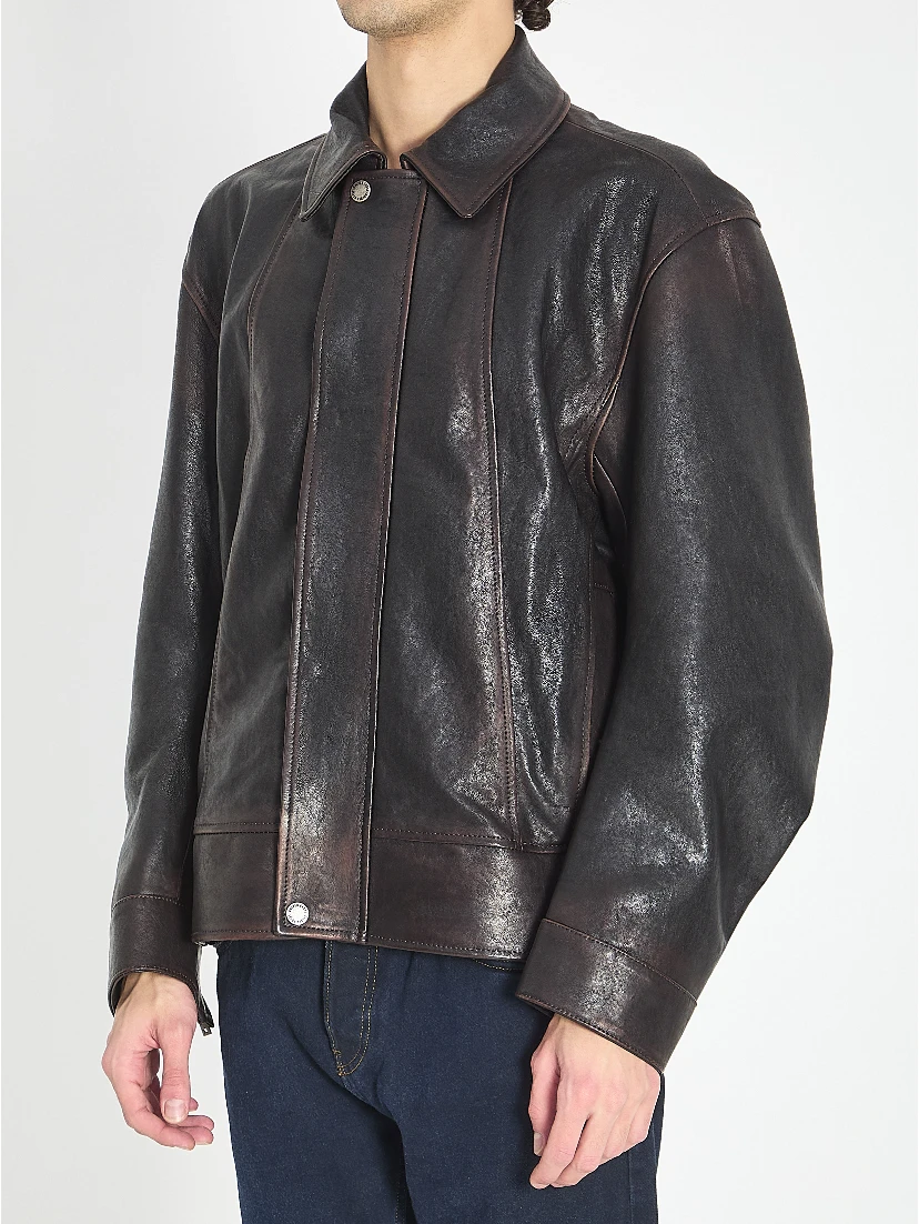 Nappa leather bomber jacket