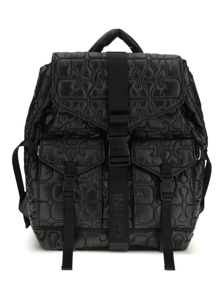 Black Recycled Polyamide Backpack