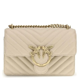 Beige Calf Leather Bos Taurus Shoulder Bag