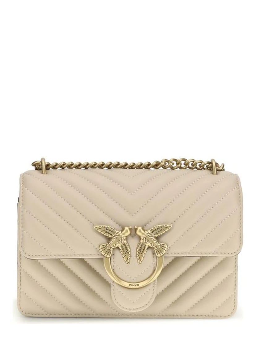 Beige Calf Leather Bos Taurus Shoulder Bag