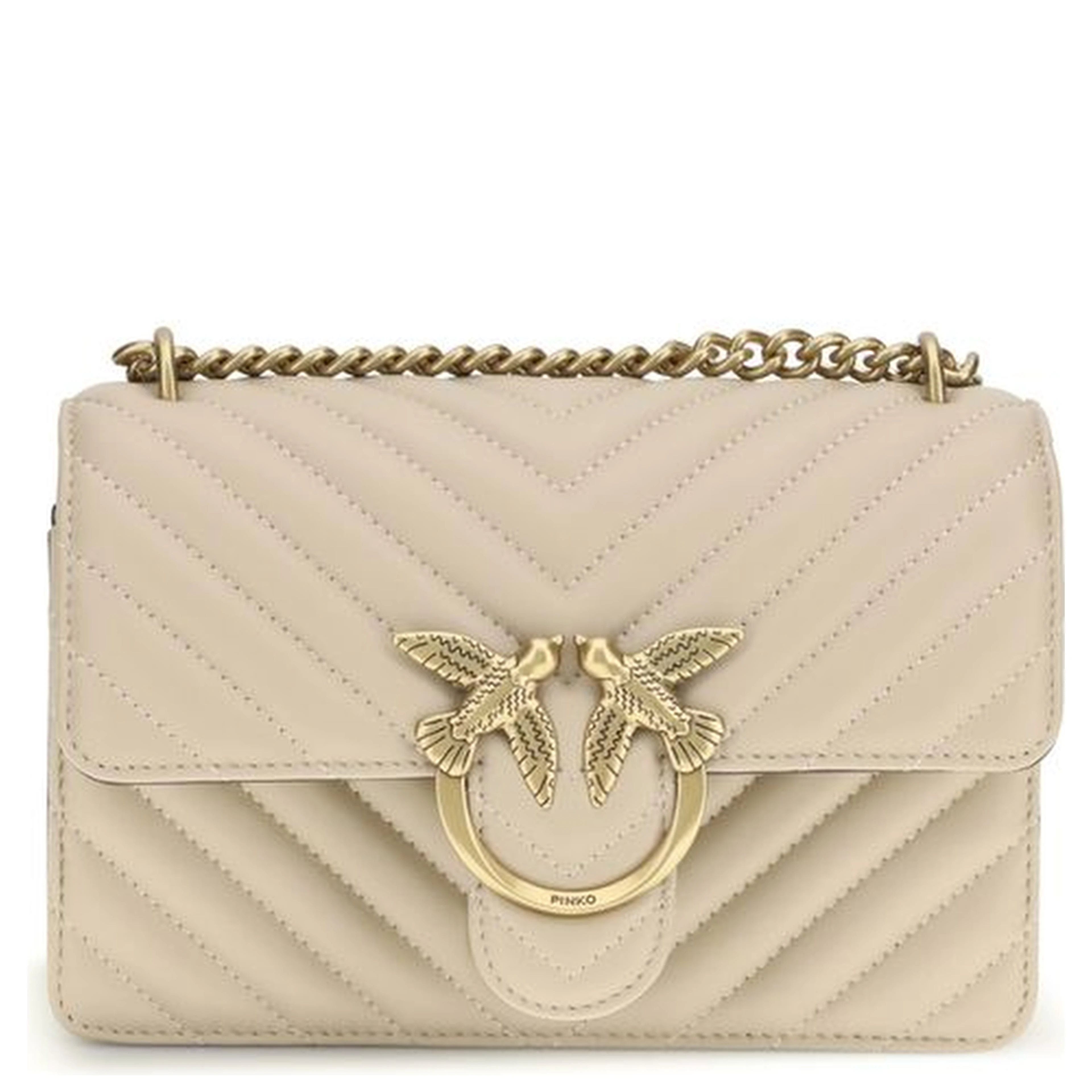 Beige Calf Leather Bos Taurus Shoulder Bag
