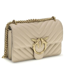 Beige Calf Leather Bos Taurus Shoulder Bag