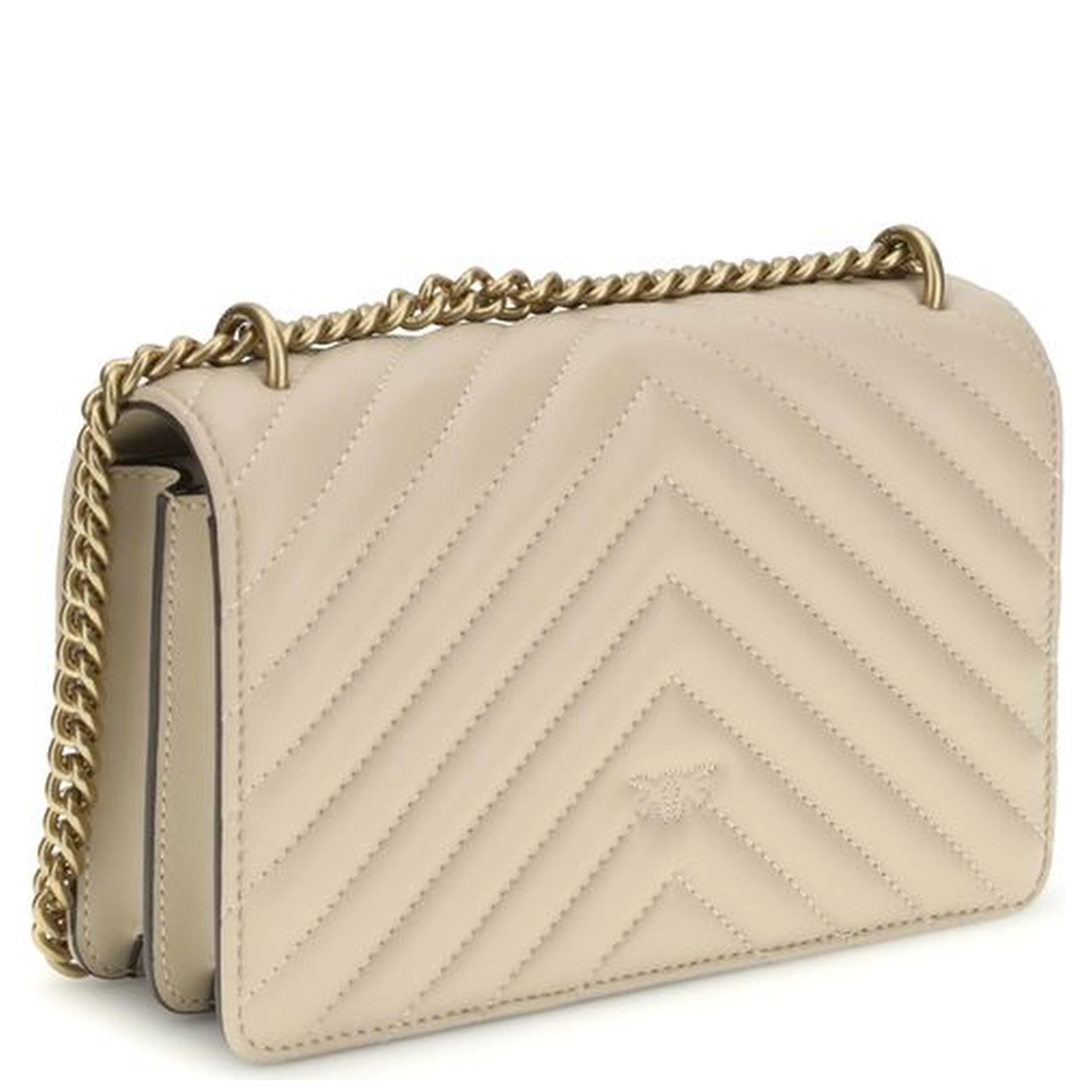 Beige Calf Leather Bos Taurus Shoulder Bag