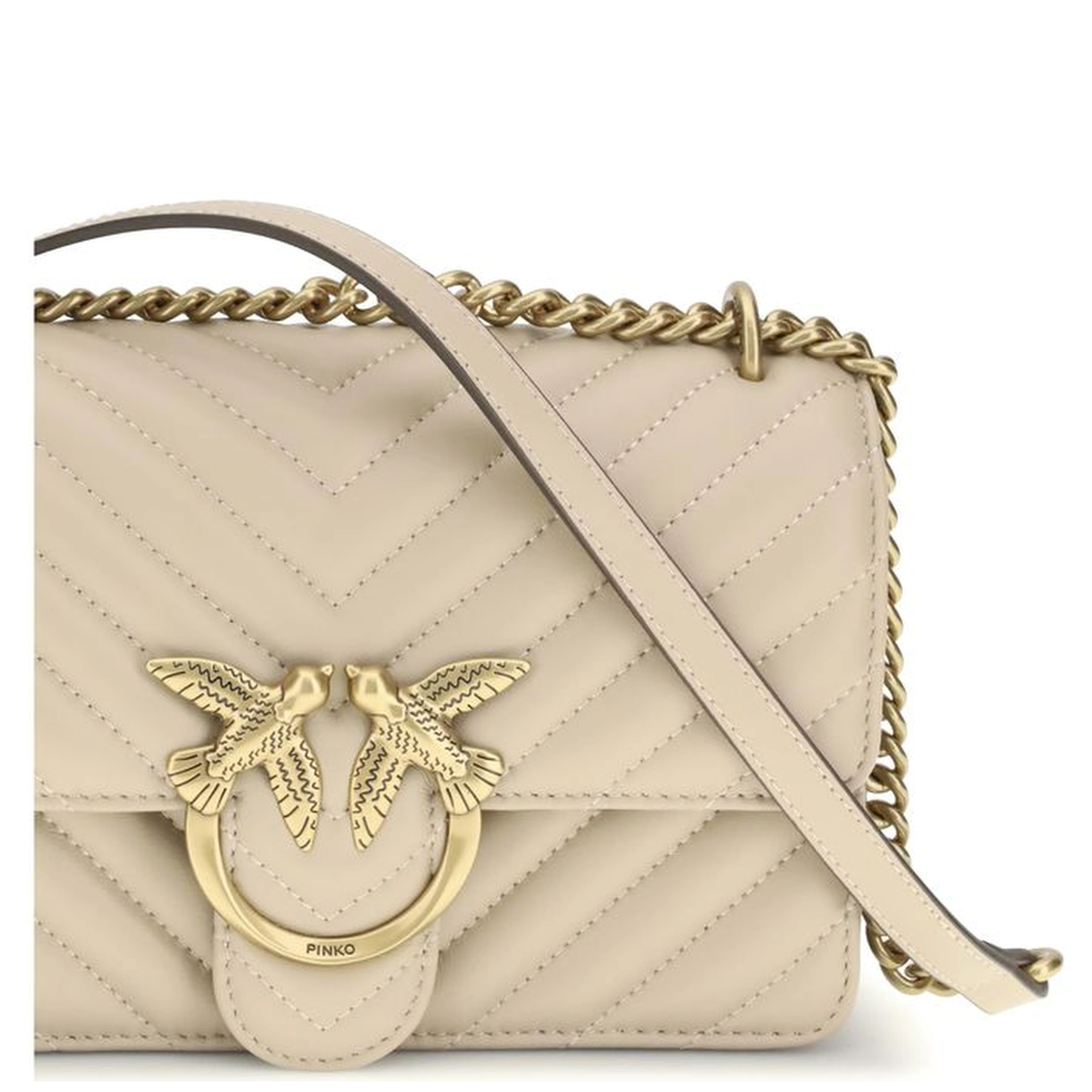 Beige Calf Leather Bos Taurus Shoulder Bag