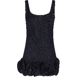 INDIGO DENIM 3D FLOWER MINI DRESS