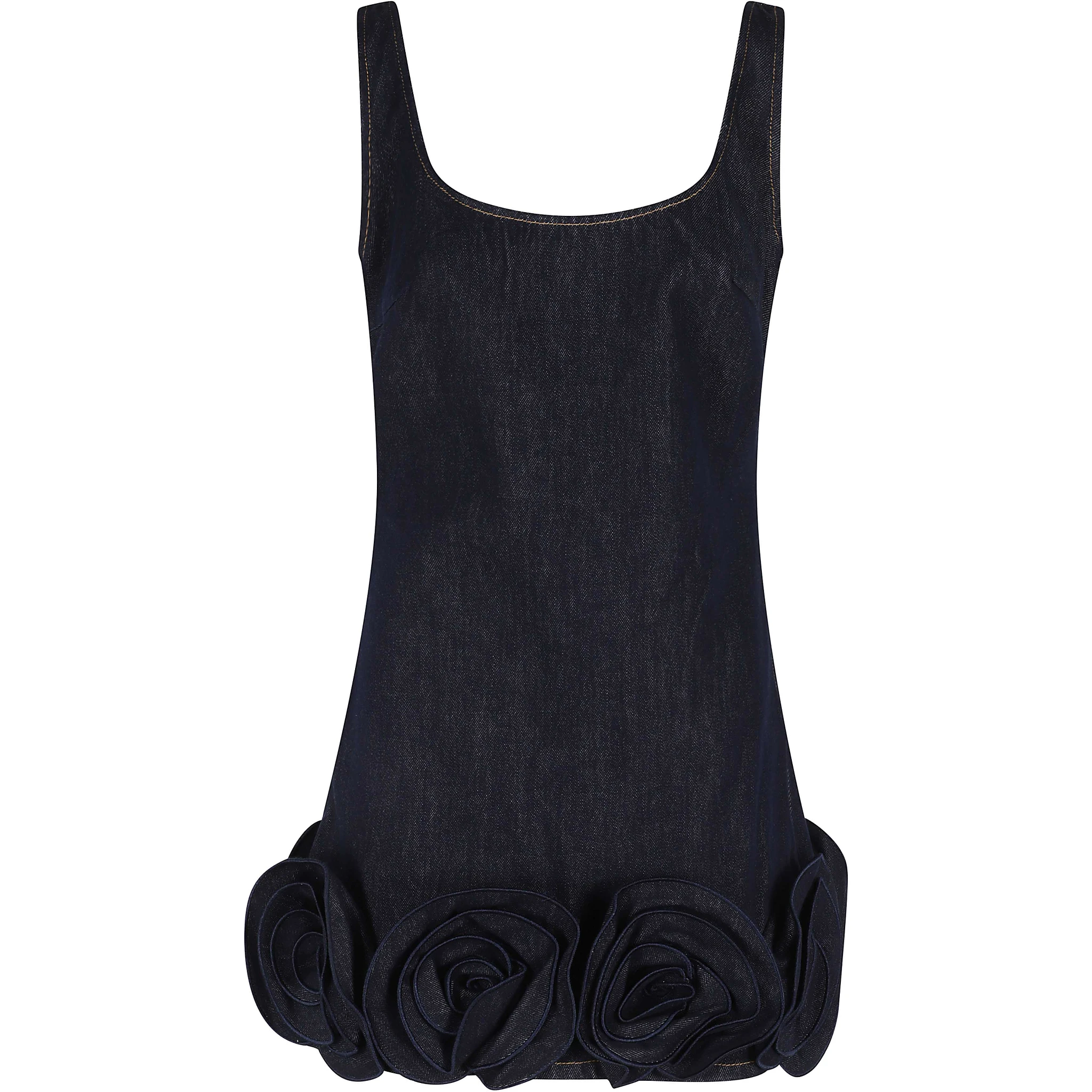 INDIGO DENIM 3D FLOWER MINI DRESS