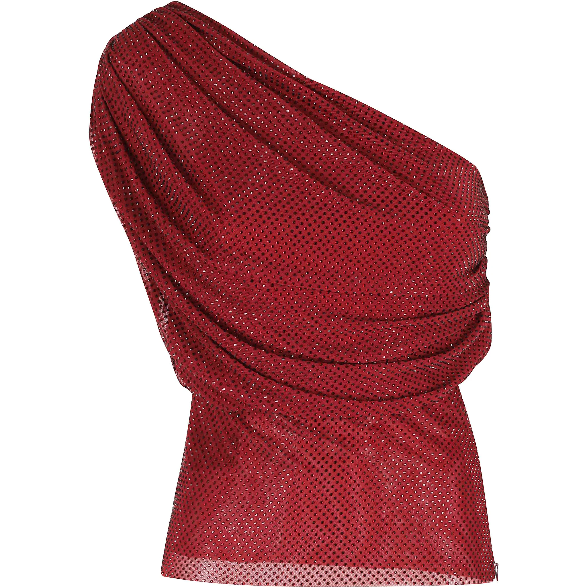 BURGUNDY RHINESTONE DRAPE TOP