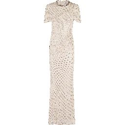 CHAMPAGNE RHINESTONE MAXI DRESS