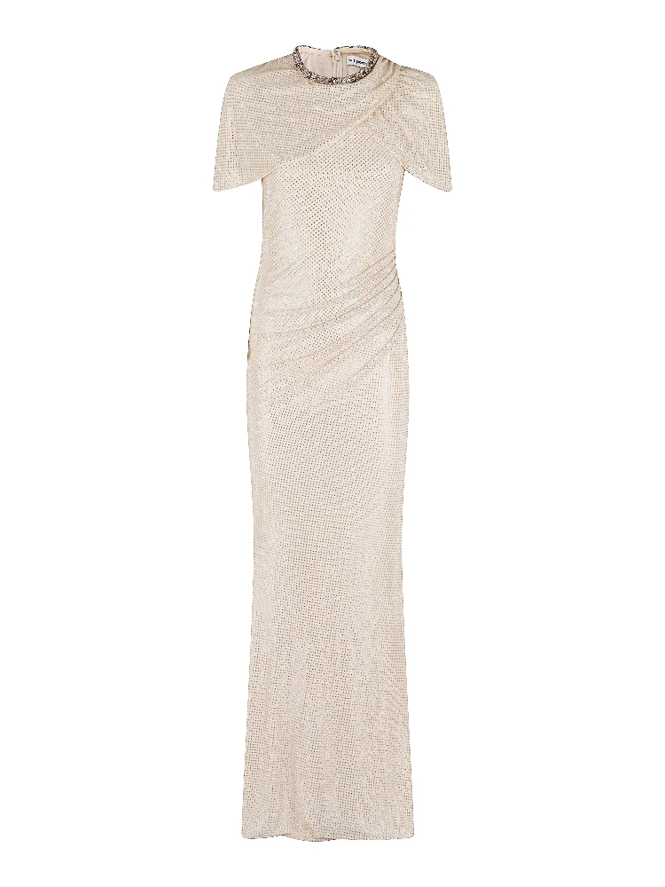 CHAMPAGNE RHINESTONE MAXI DRESS