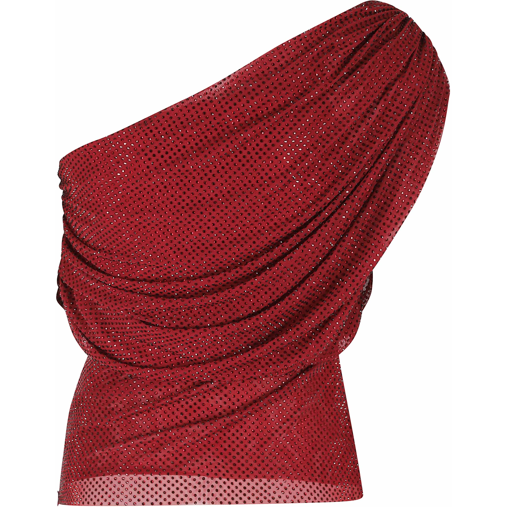 BURGUNDY RHINESTONE DRAPE TOP