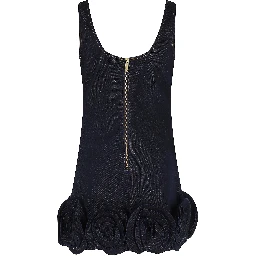 INDIGO DENIM 3D FLOWER MINI DRESS