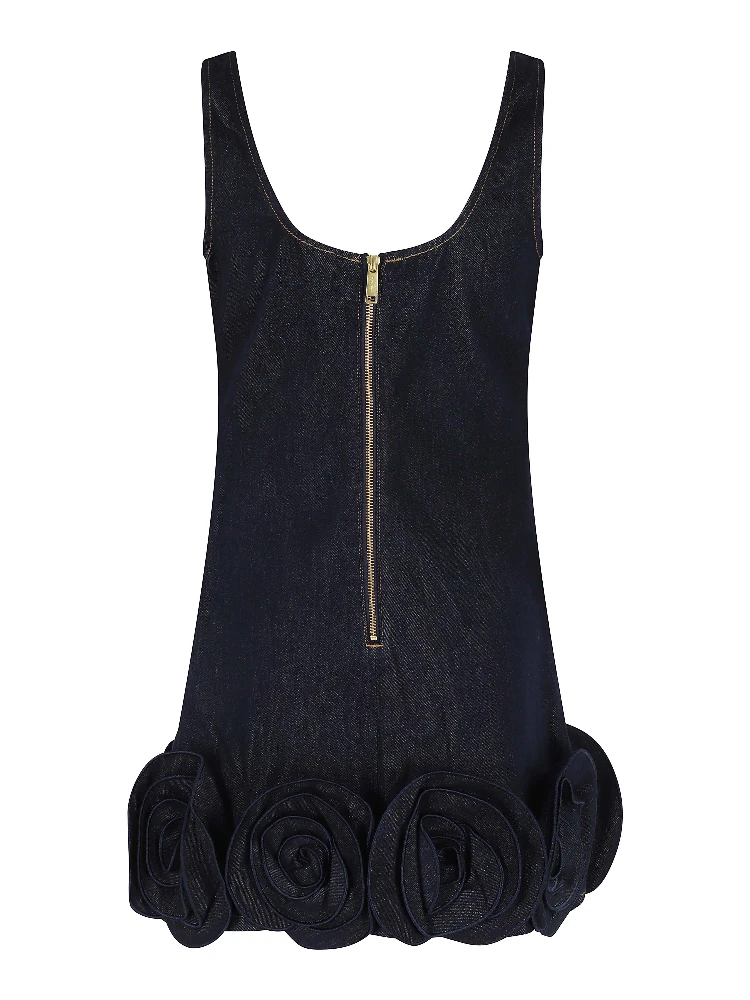INDIGO DENIM 3D FLOWER MINI DRESS alternative
